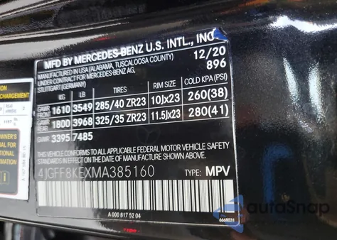 2021 Mercedes-Benz Gls 63 Amg 4Matic z USA, uszkodzony, nr VIN 4JGFF8KEXMA385160